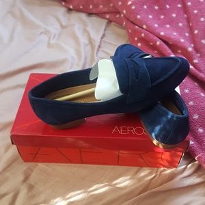 Midnight blue penny loafers